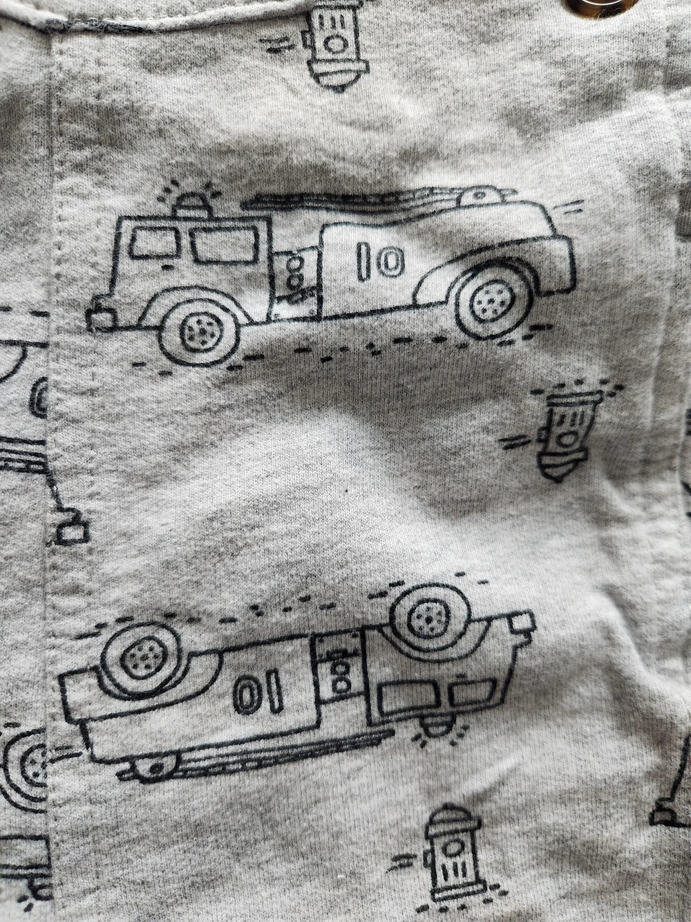 Carter's Boys Light Gray Fire Truck Print Short Overalls With Pocket, 18 Months